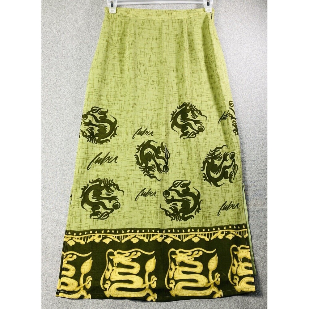 JIAREN Women Long Lined Skirt Dragon Print Waist 29”